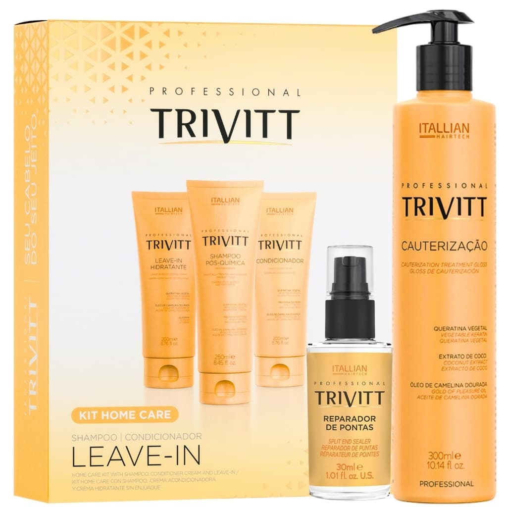 KIT HOME CARE LEAVE-IN CAUTERIZAÇÃO E REPARADOR DE PONTAS TRIVITT