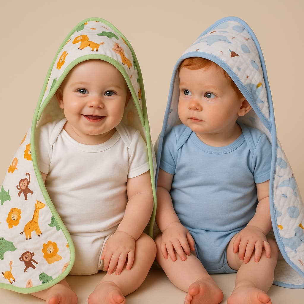 kit 2  Toalha Banho Bebe Fralda Macia Soft Capuz Enxoval Menino Menina Neutro 100% Algodão