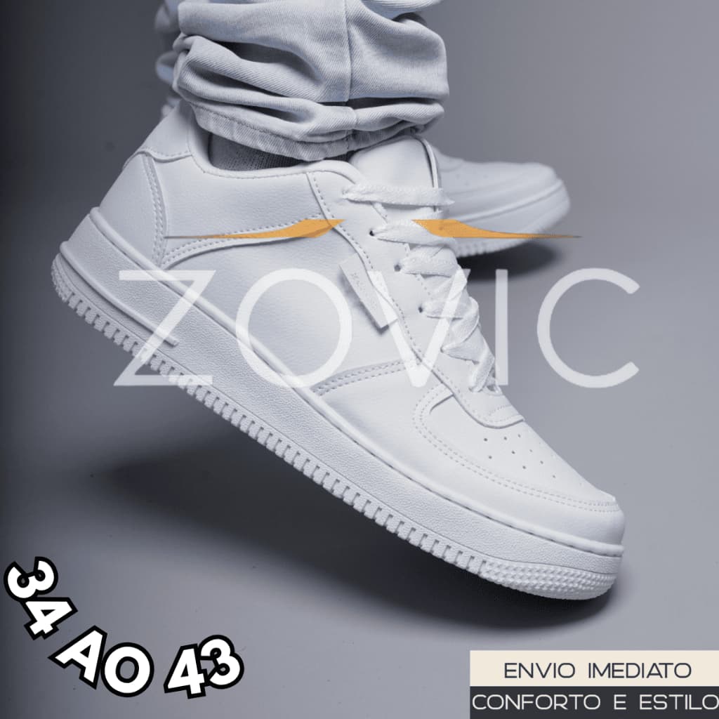 Tênis Masculino Branco Street 34 a 43 Para Todo Estilo de Vida