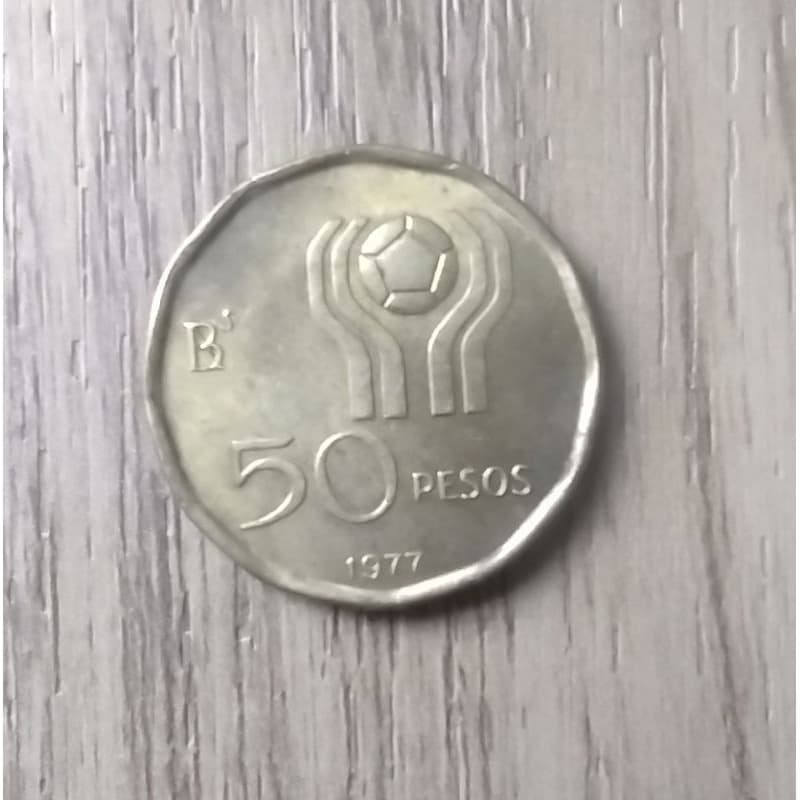 Moeda Argentina 50 Pesos Copa do Mundo FIFA 78 de 1977