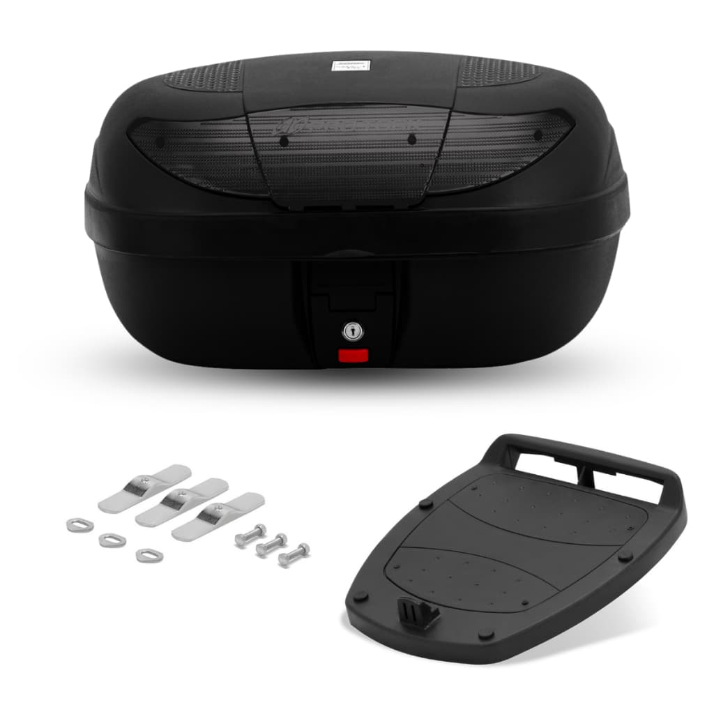 Baú Bauleto 45 Litros Com Base Universal Todos Modelos de Moto Com Lente Cristal Vermelha ou Fumê