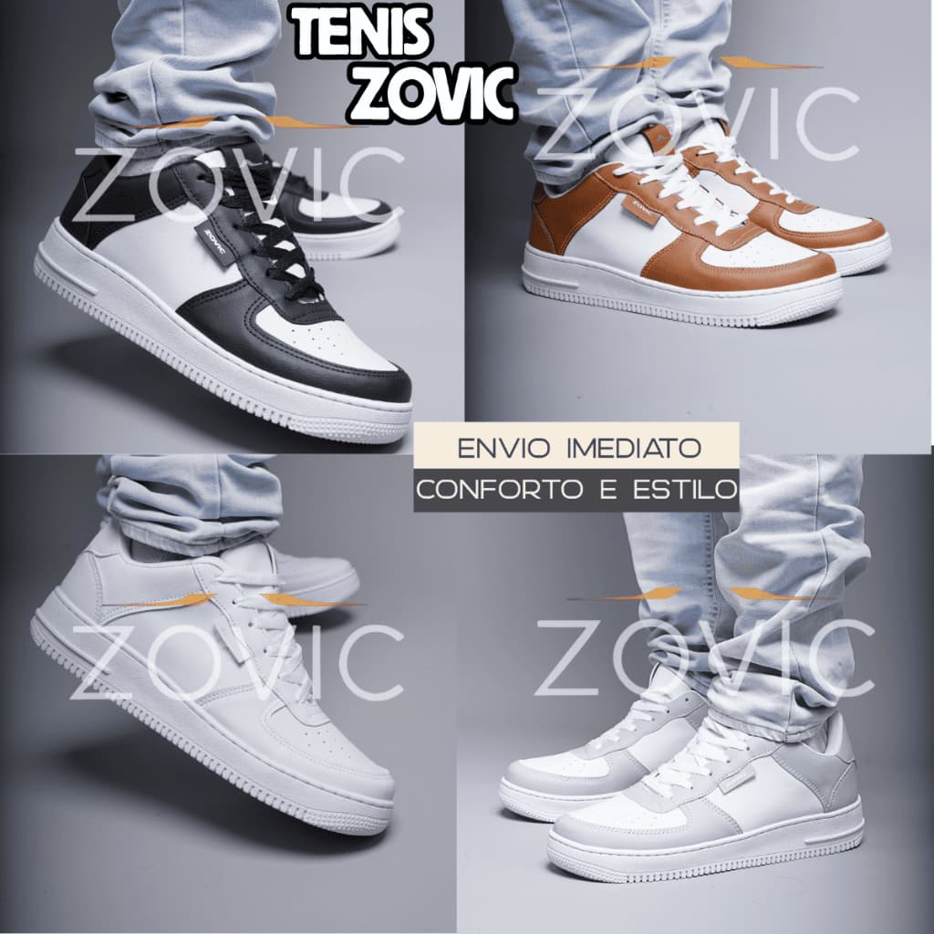 Tênis Masculino Casual Branco Street 34 a 43 Confortável e Prático