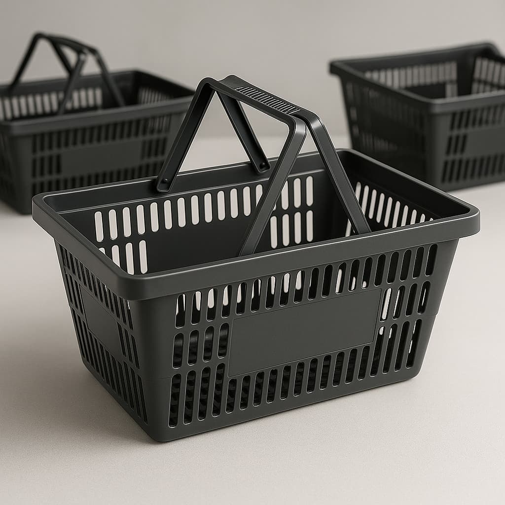 Cestinha Cesta de Supermercado Plástica Preta 16L Envio Imediato Alça Reforçada Ideal para Lojas, Mercados