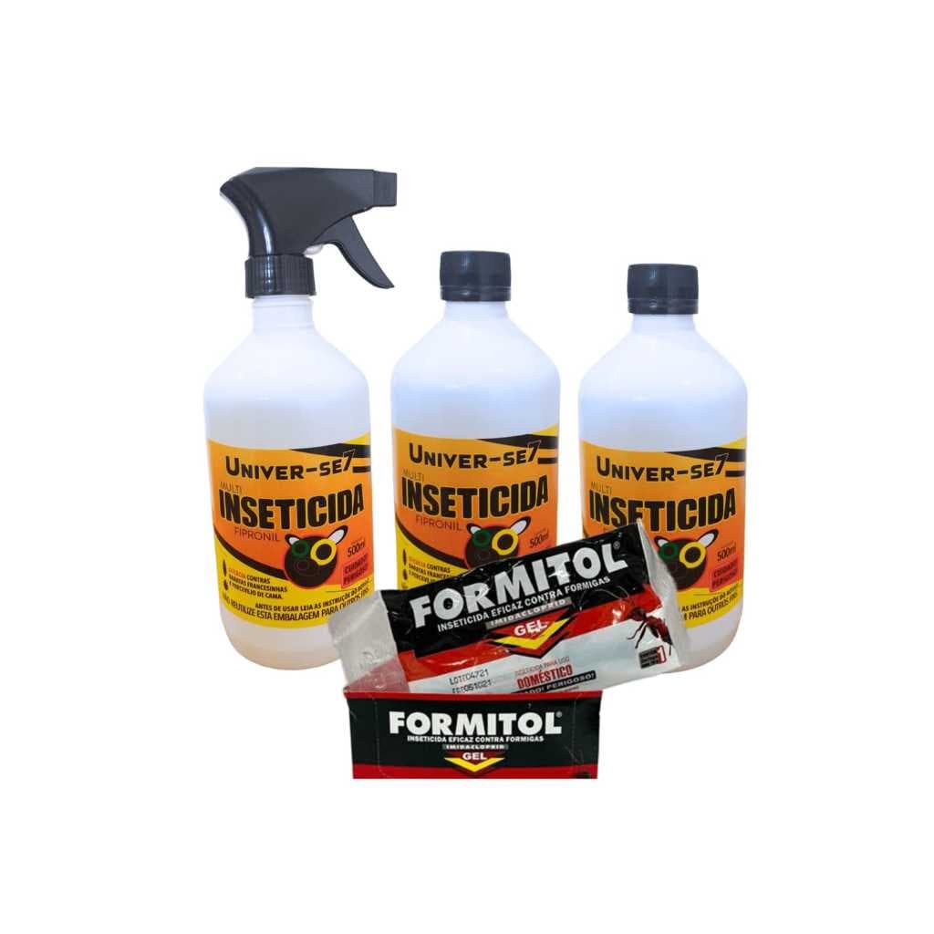 3 Mata percevejos de cama 500ml + Gel Mata Formigas (1 borrifador)