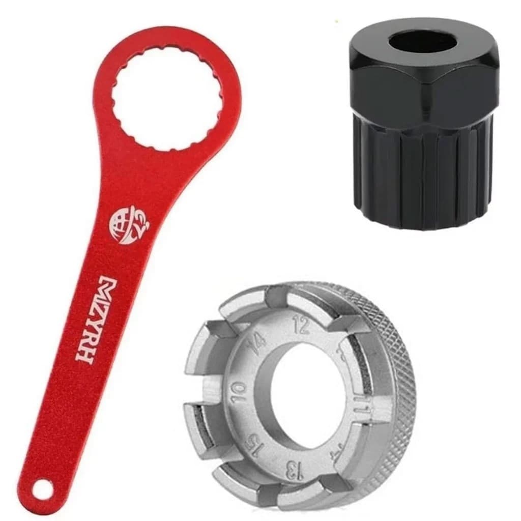 Chave Extrator Movimento Central + Chave Extrator Saca Catraca Roda Livre K7 Disco Center + Chave De Raio Mtb Speed