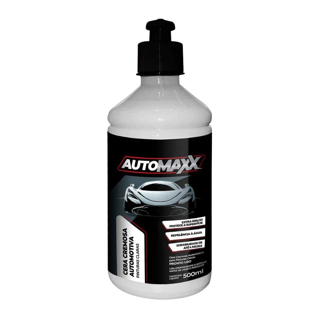 Cera Automotiva Cremosa Pintura Clara Brilho 500ml Automaxx