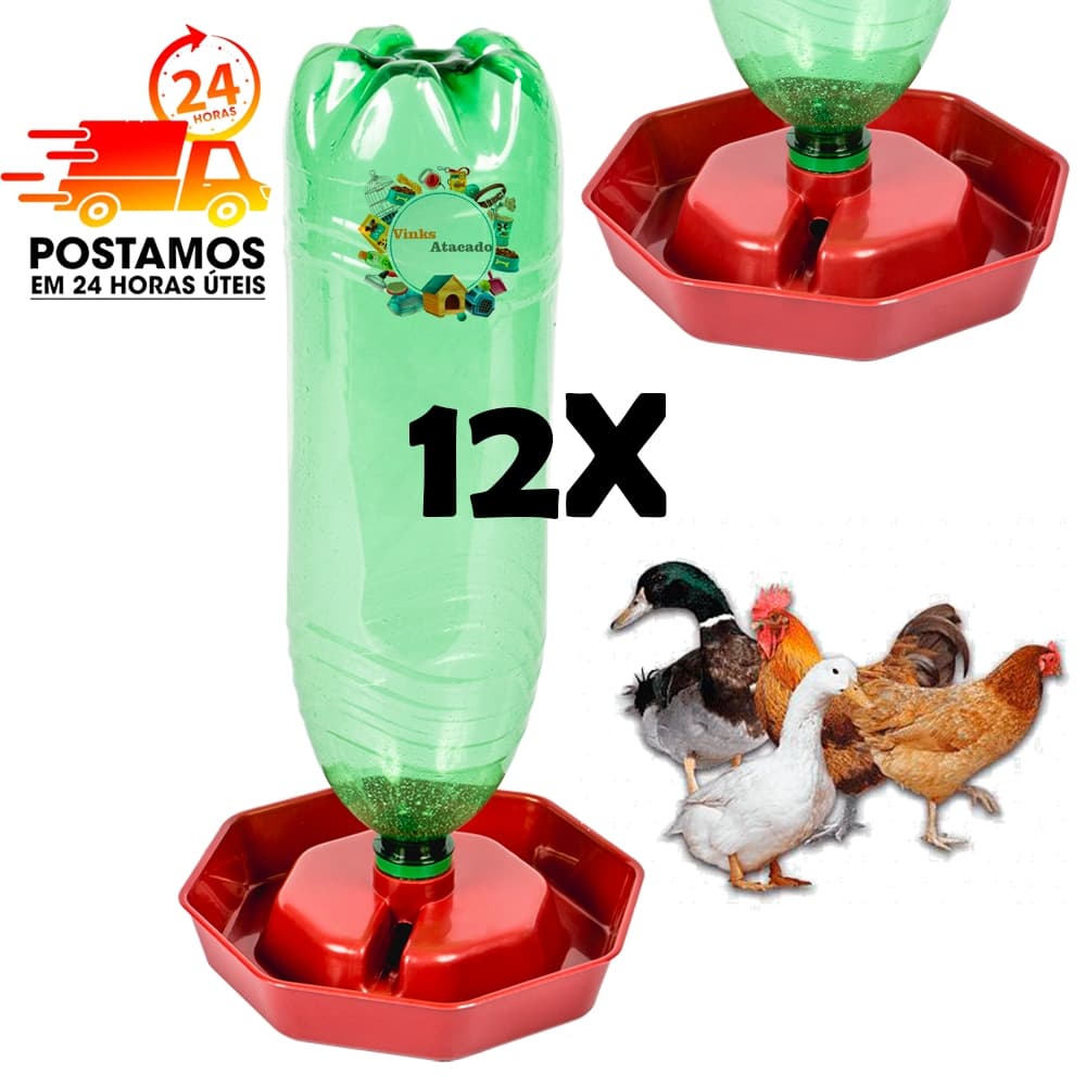 Kit 12, 6 , 3 Base de Garrafa Pet Bebedouro Para Galinha Pintinho Frango Codorna Pato Marreco Angola Ganso