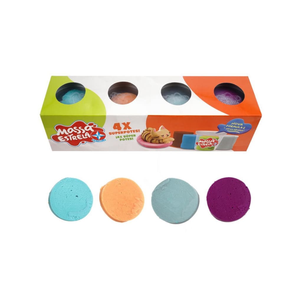 Massa Estrela Massinha de Modelar Kit 4x Superpotes! - Estrela