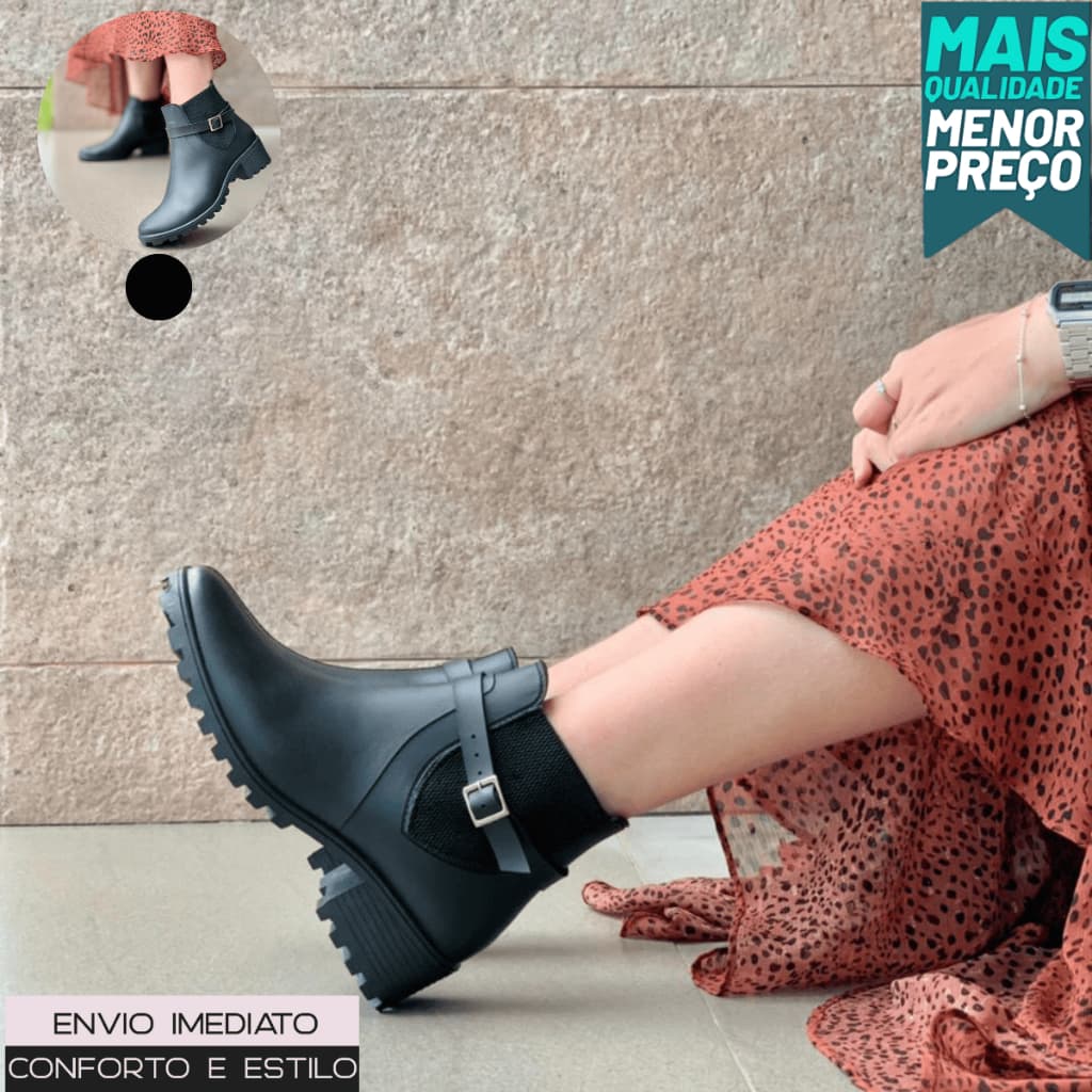 Bota Feminina Inverno Impermeável Cano Curto Galocha Para Chuva e Conforto