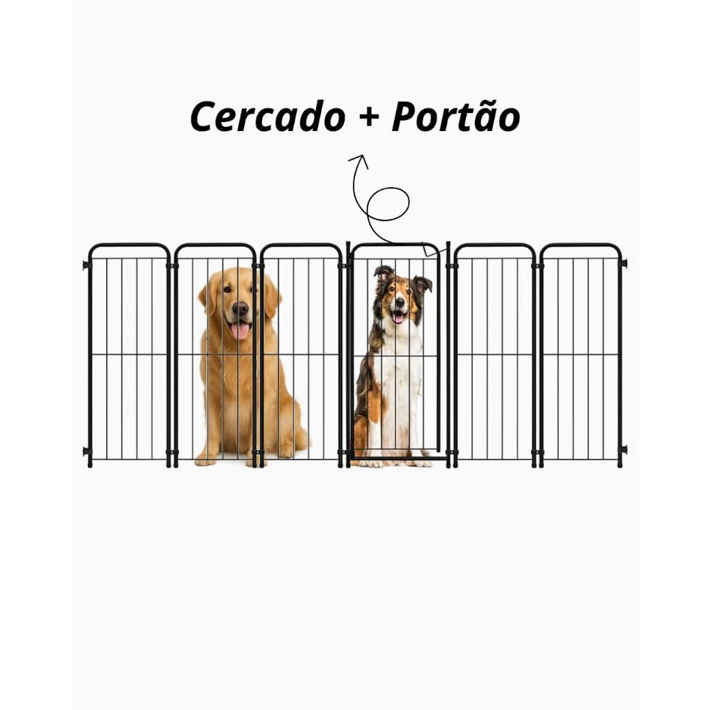 Cercado Pet Dobrável 5 Módulos Com Portão  98 cm × 2,25 m Aço Carbono Seguro para Cães Grandes