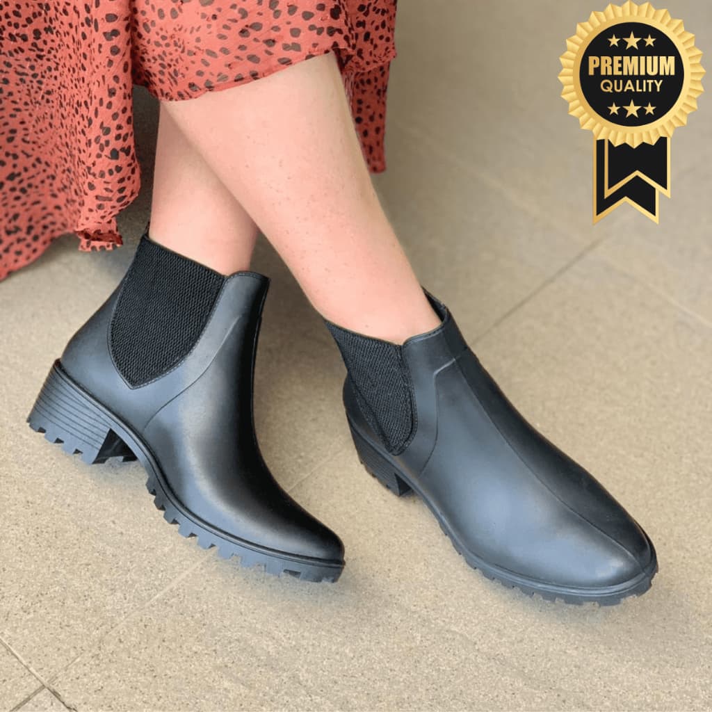 Bota Feminina Galocha Cano Curto Impermeável Para Chuva e Inverno Confortável