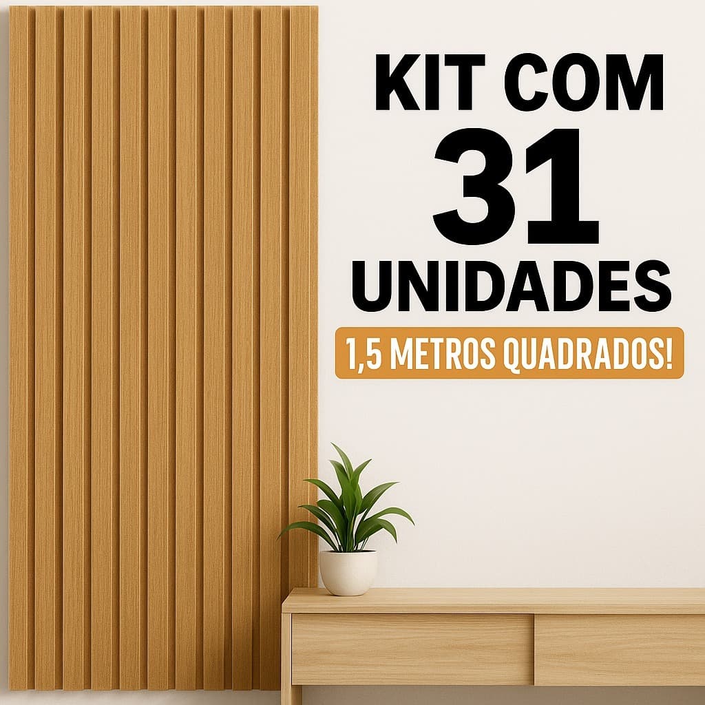 Kit com 31 unidades - Revestimento MDF 45x11cm Decorativo Moderno Parede 1,5 metros quadrados