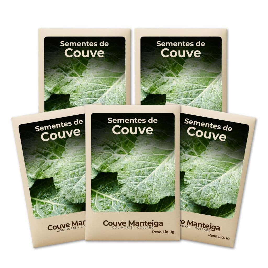 Sementes Couve Manteiga Produção Constante Hortas Urbanas Plantio Fácil Cultivo Saudável-Combo 5un