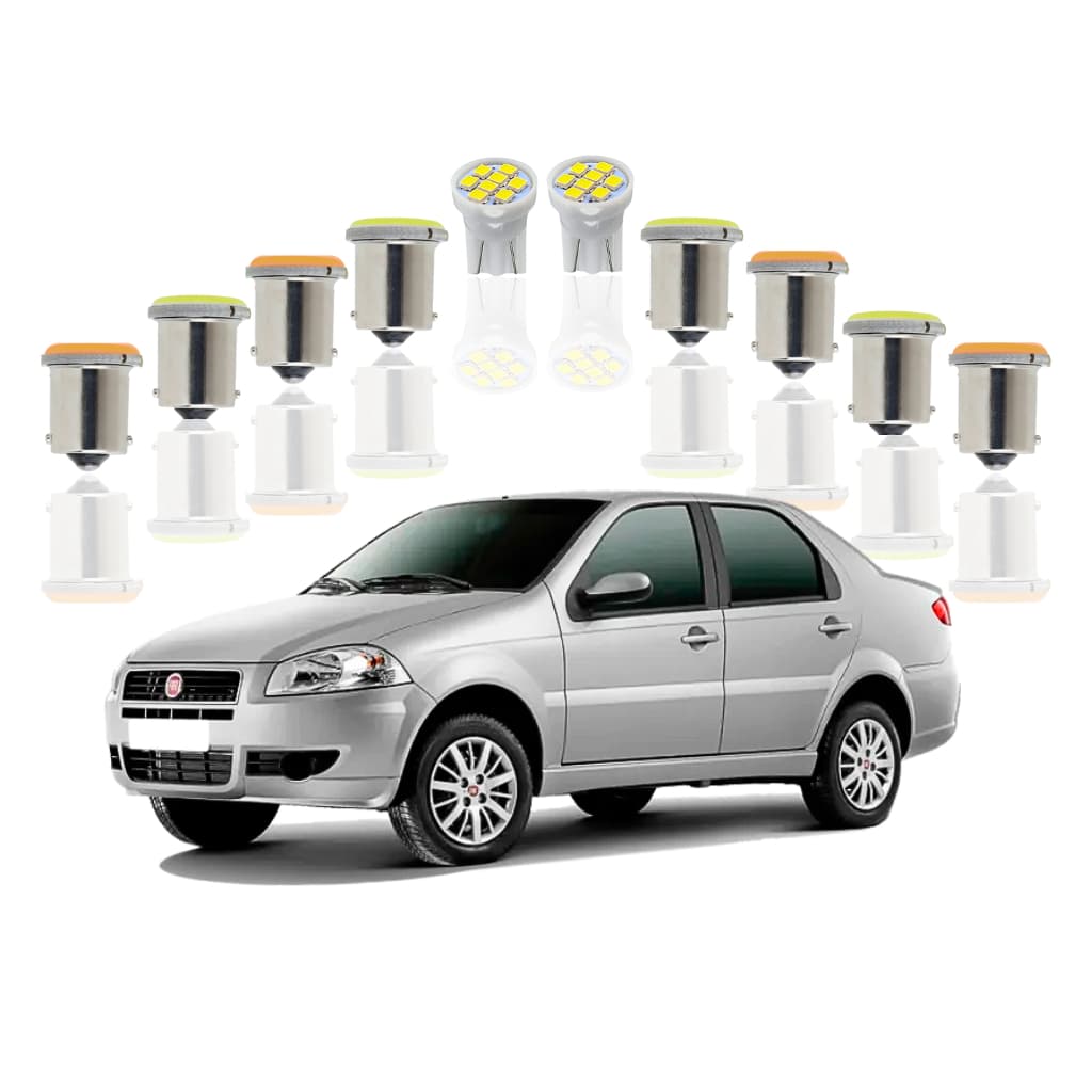 Kit Lâmpada led Fiat Siena 1998 a 2016 ( Seta dianteira Seta Trazeira Ré Freio Farolete ) T10 1 polo 2 polos sobrancelha
