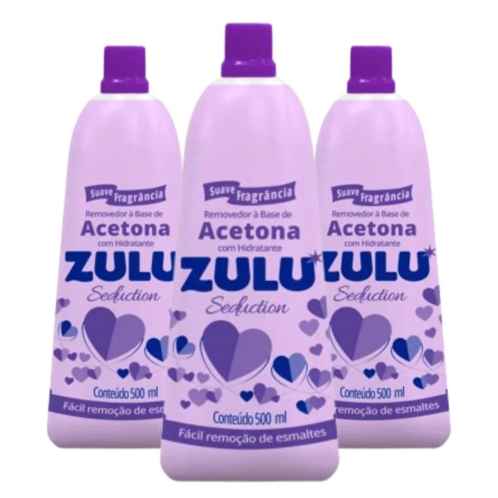Kit C/3 Removedor de Esmaltes À Base de Acetona Zulu Seduction 500ml