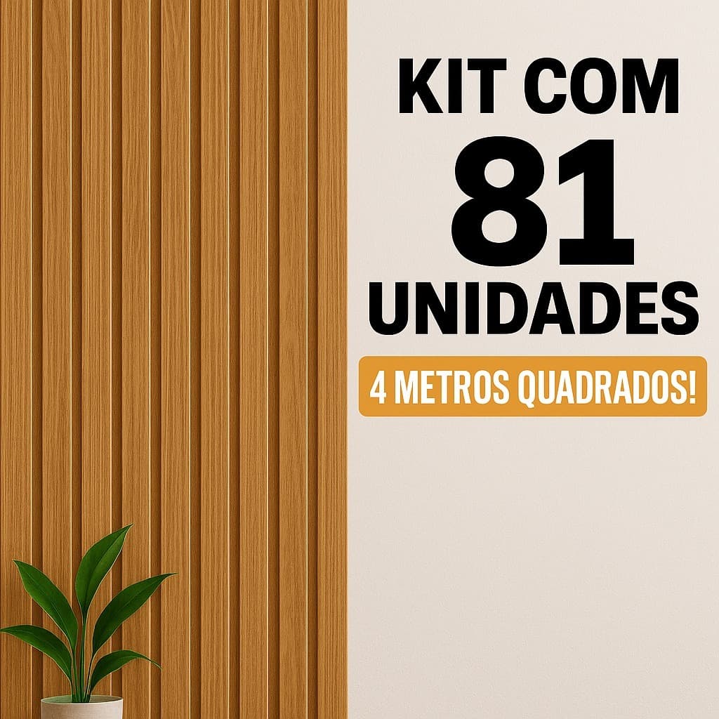 Kit com 81 unidades - Revestimento MDF 45x11cm Decorativo Moderno Parede 4 metros quadrados