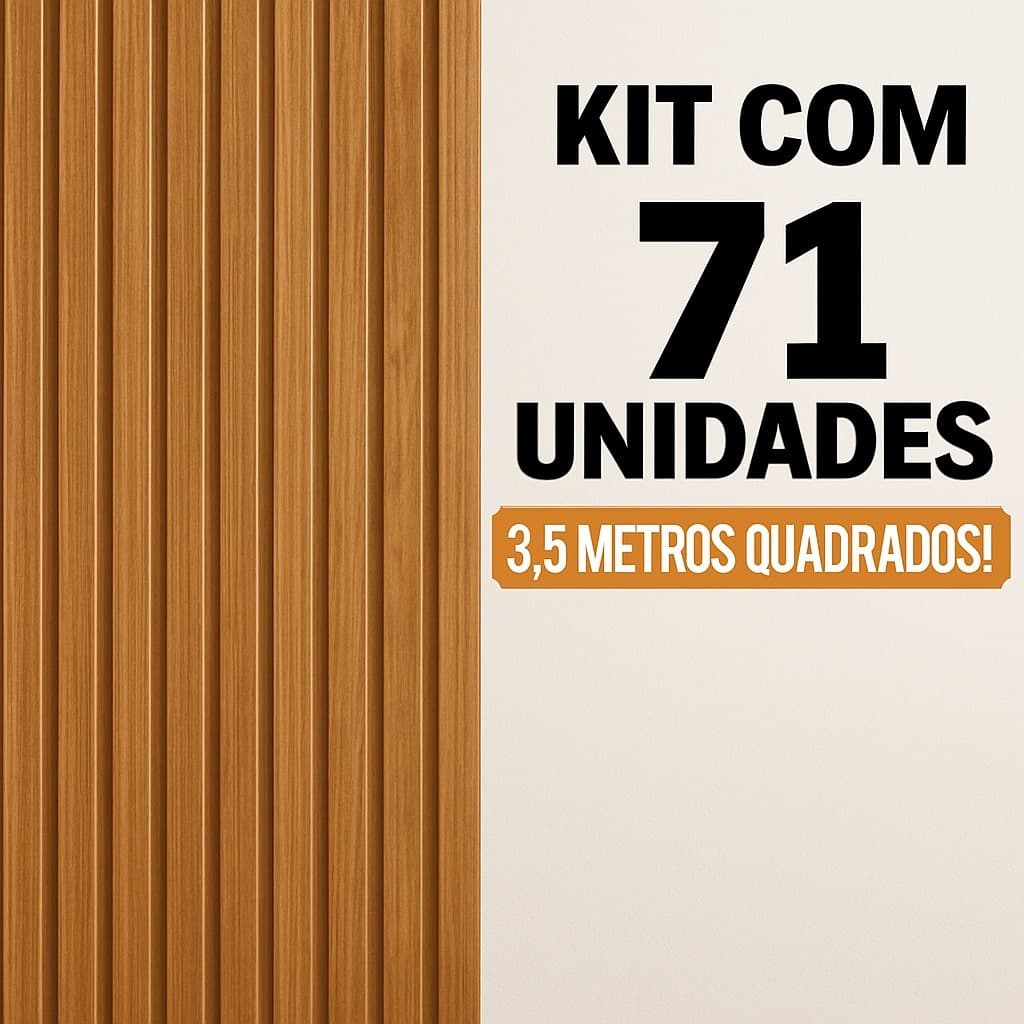Kit com 71 unidades - Revestimento MDF 45x11cm Decorativo Moderno Parede 3,5 metros quadrados
