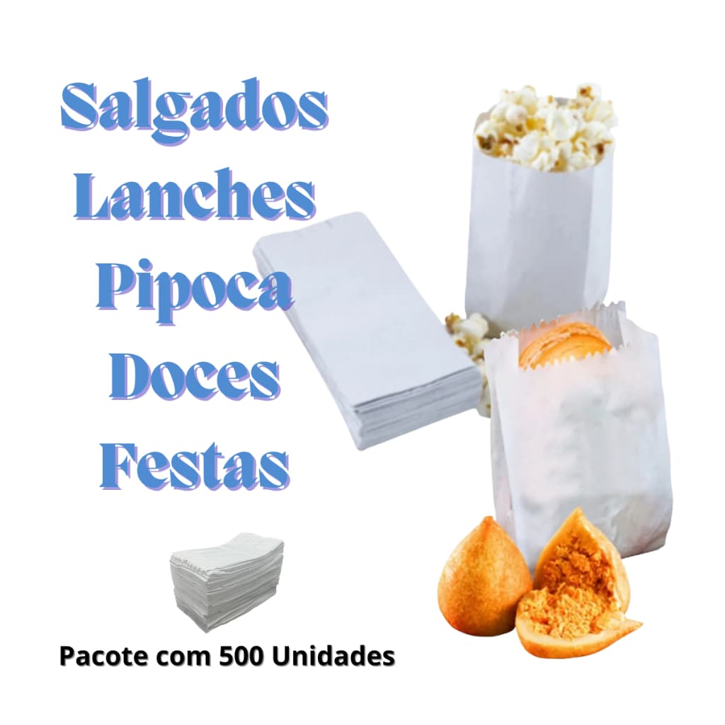 Embalagem Sacos de Papel 500 Mono Pipoca 3 Festas Salgados Lanchonete Cinemas Conveniência