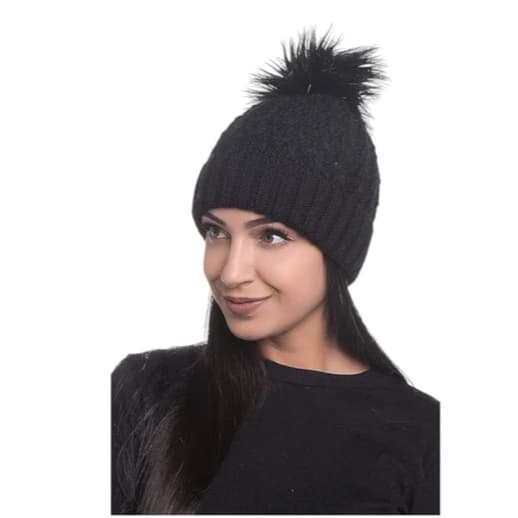 Touca Feminina Gorro de Tricot Forrada Pompom
