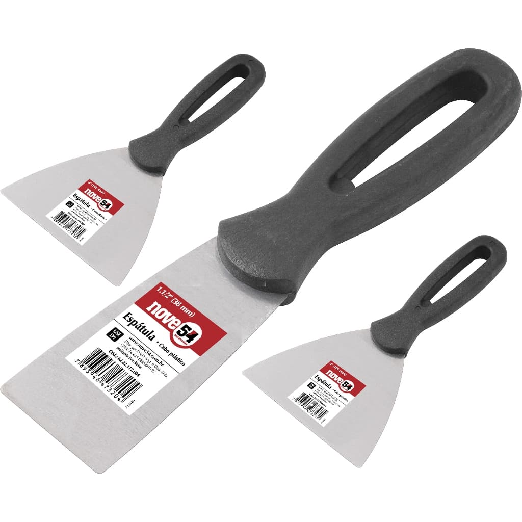Kit 3 Espatula Aço Cabo Plastico Massa Corrida Gesso Rejunte Pintor Pedreiro