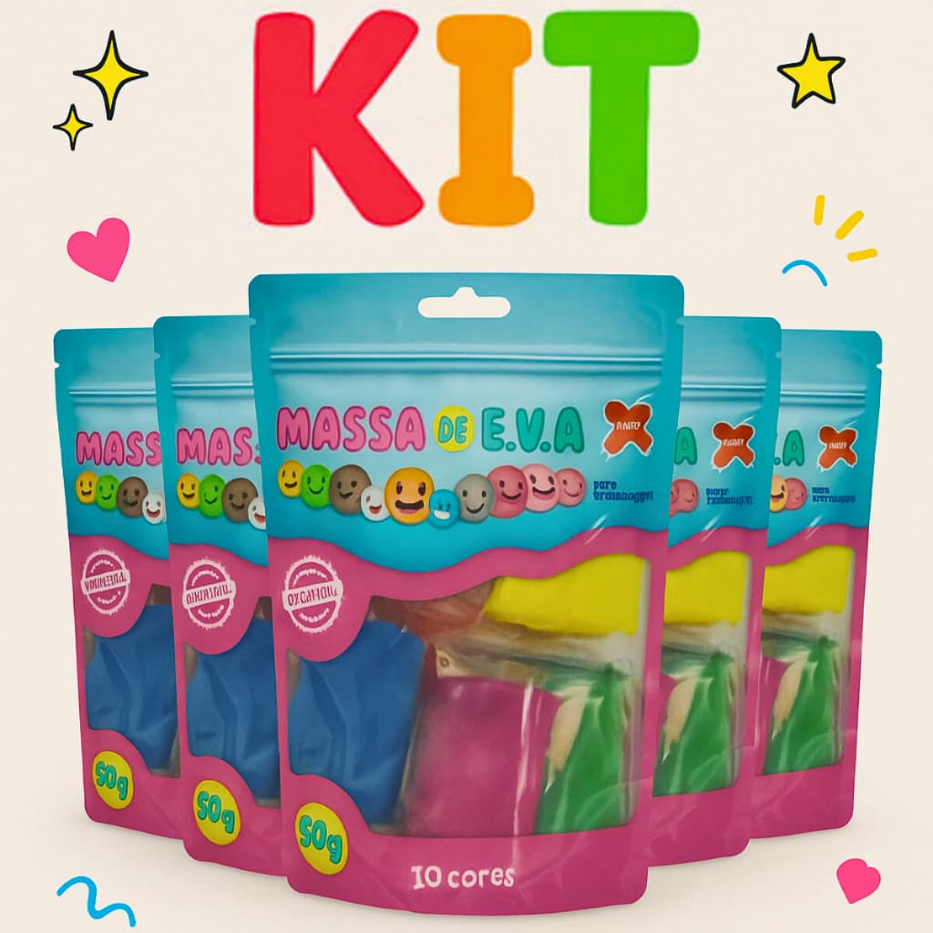 KIT Massa  EVA Make  10 cores vibrantes cada pacote Massinha otima para lembrancinha de aniversário