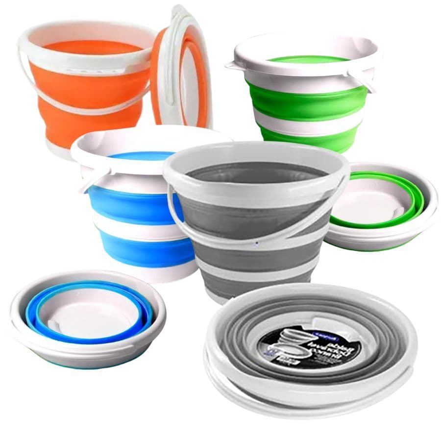 Balde Dobrável Retrátil 10 Litros Silicone Original Multiuso Cozinha Lavanderia Portátil