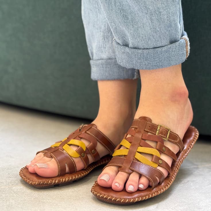 Rasteira Feminina Couro Legítimo Rasteirinha Tiras Trançadas Moda Confortável Estilosa Original