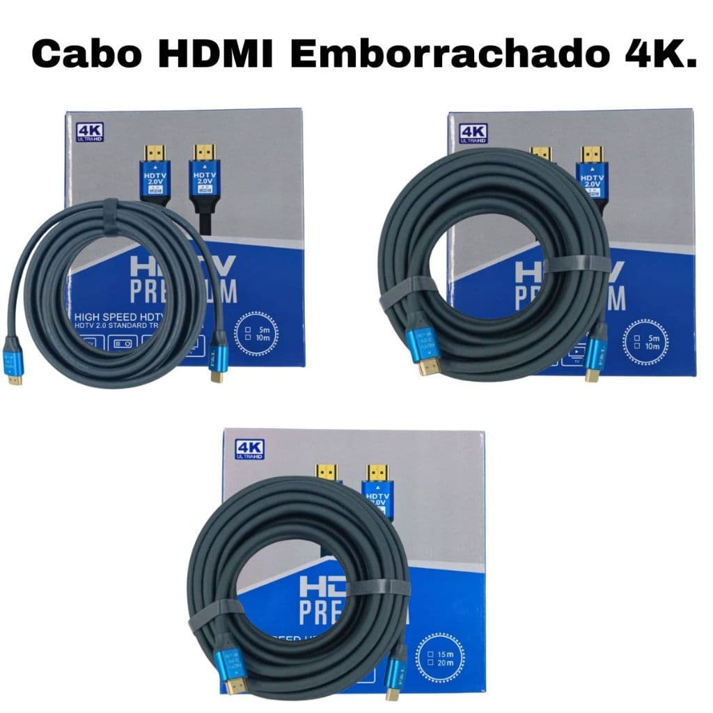 Cabo HDMI 2.0 4K Ultra HD Blindado 18Gbps HDR - Para PS4/PS5 X-BOX ONE/SERIES/ TV ~ 5M/10/15M.