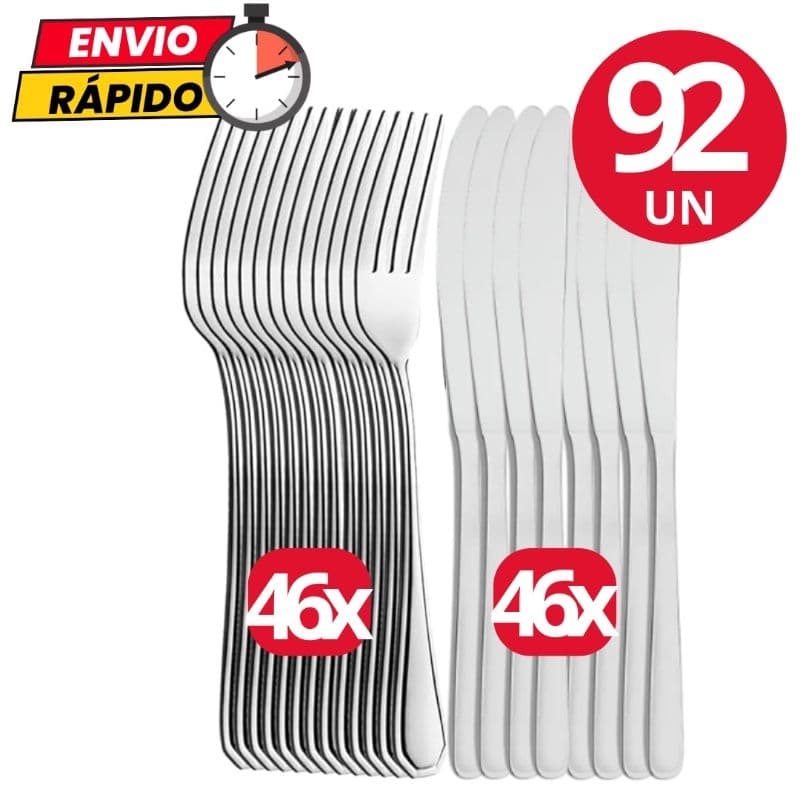 Jogo de Talheres 30/92 Peças Garfos Facas Aço Inox Premium Para Casa Cozinha Restaurante Buffet