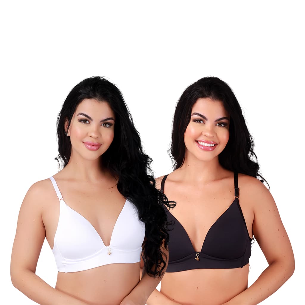 Kit 2 Sutiã Liso Com Bojo Confort e Alça Ajustável Sutiã Básico Dia a Dia