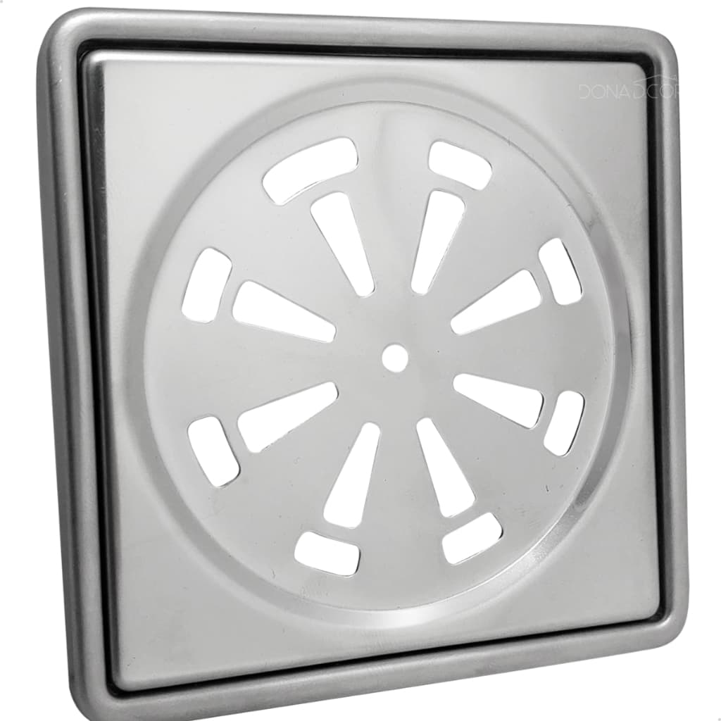 Ralo Inox 10x10 E Caixilho Porta Grelha Inox 304 Kit Banheiro Suporte Ralo Quadrado 10cm