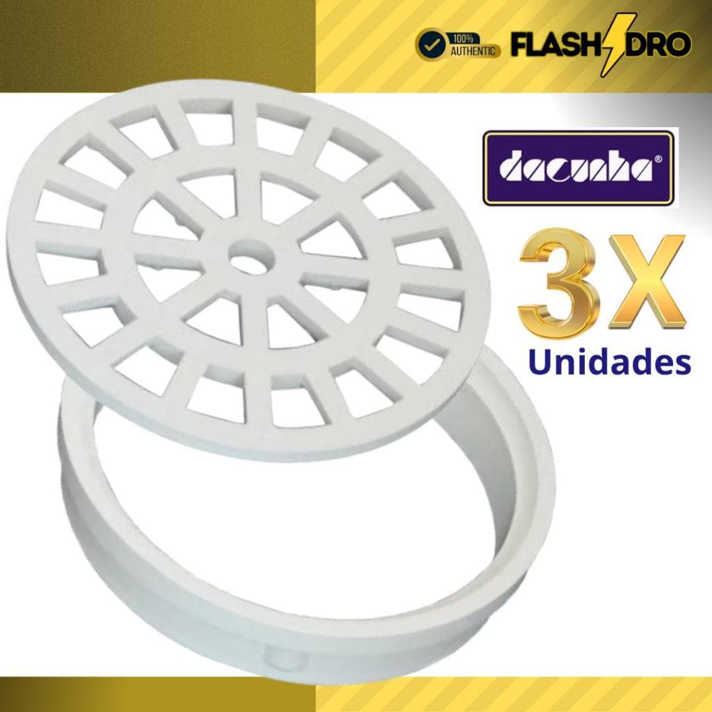 Grelha Ralo C/ Suporte Caixilho Porta Grelha 10cm 3 unidades Redondo Dacunha