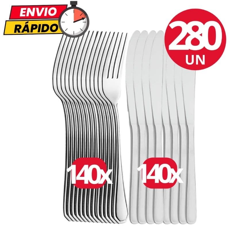 Jogo de Talheres 280 Peças em Inox Para Casa Cozinha Restaurante Buffet
