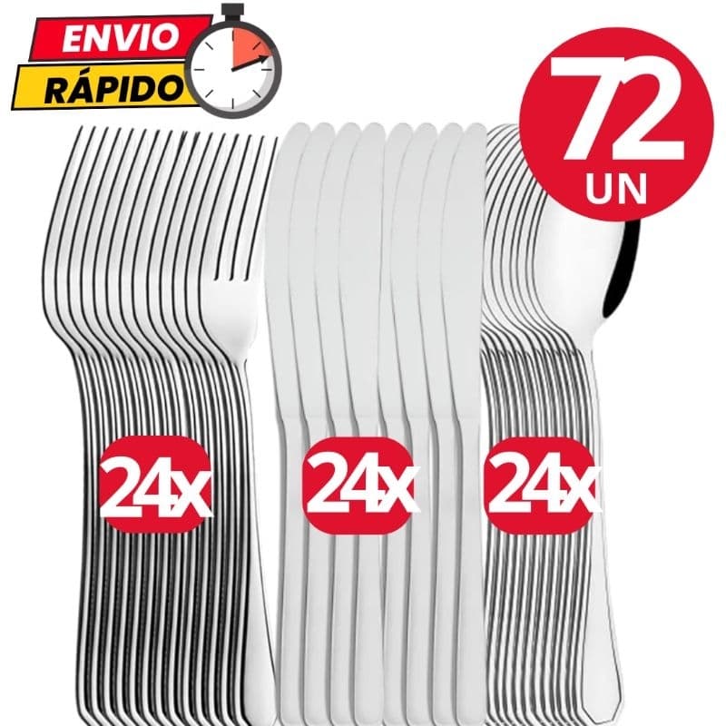 Conjunto de Talher 18/36/72 Peças Aço Inox Facas Garfos e Colheres de Mesa Casa Para Cozinha Restaurante