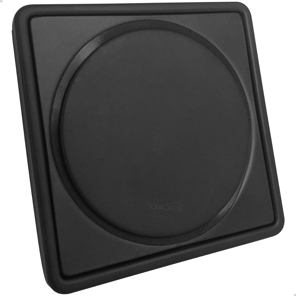 Ralo Click E Porta Grelha Preto Fosco Inox 10x10 Kit Banheiro Caixilho Quadrado Suporte Ralo