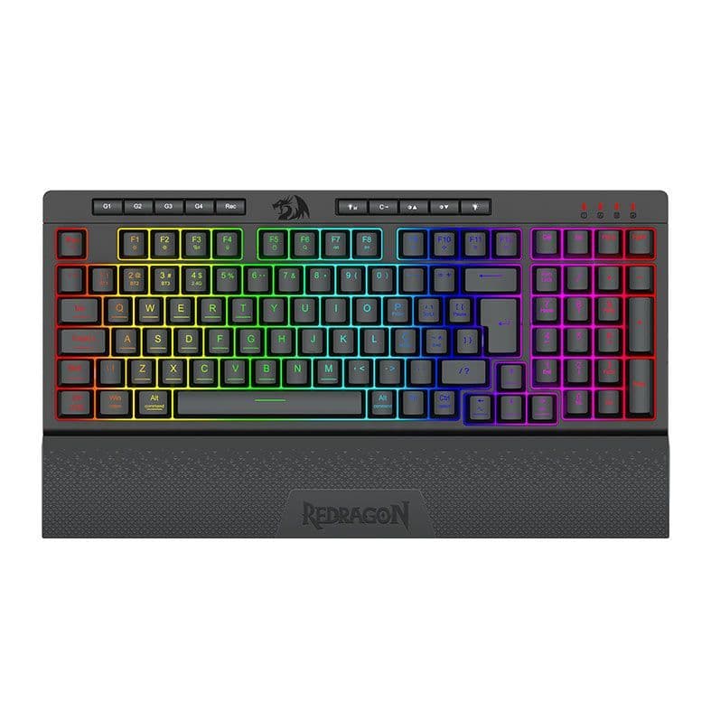Teclado Gamer Redragon Shiva Pro Sem Fio 98, RGB, Membrana, Preto