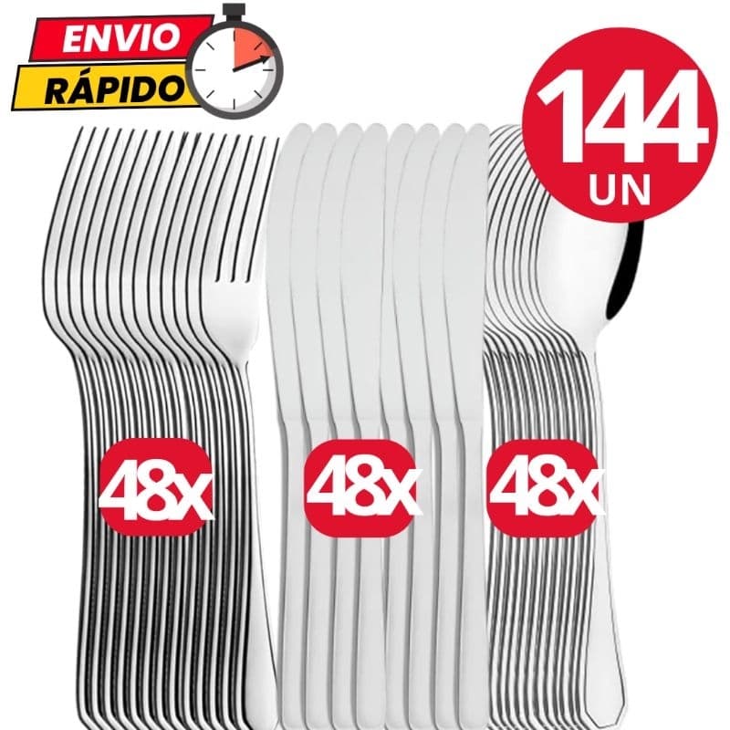 Kit 144 Talheres Garfos Facas Colheres em Aço Inoxidável Alta Qualidade Para Cozinha Casa Restaurante