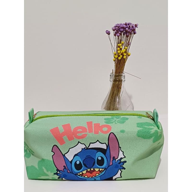 multiuso Estojo Escolar Personagens Stitch verde