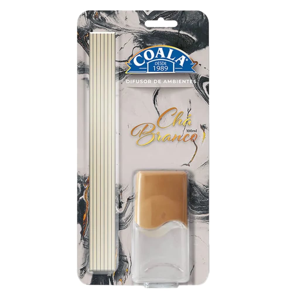 Difusor de Ambientes Coala Chá Branco 100ml com Varetas – Aroma Suave e Duradouro