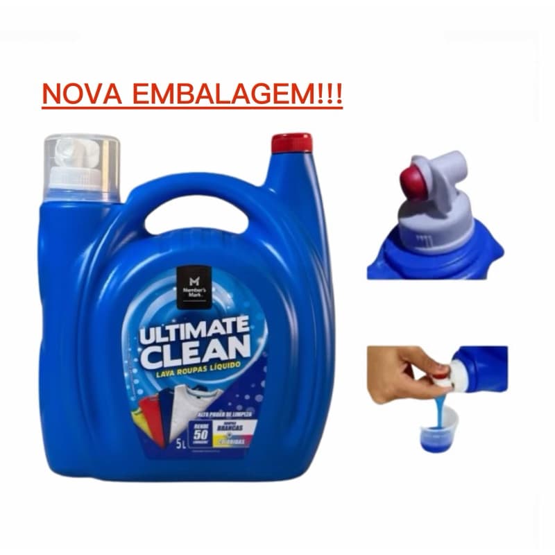 Sabão Liquido 5 litros Ultimate Clean Lava Roupas Eco Super Cheiroso deixa o Tecido MACIO