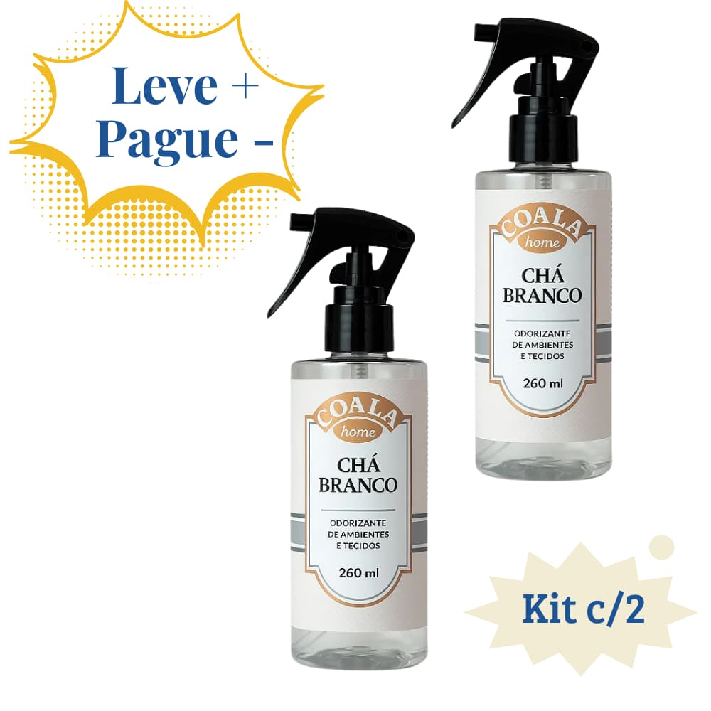 Kit c/ 2 Odorizante de Ambientes e Tecidos Coala – Chá Branco 260ml