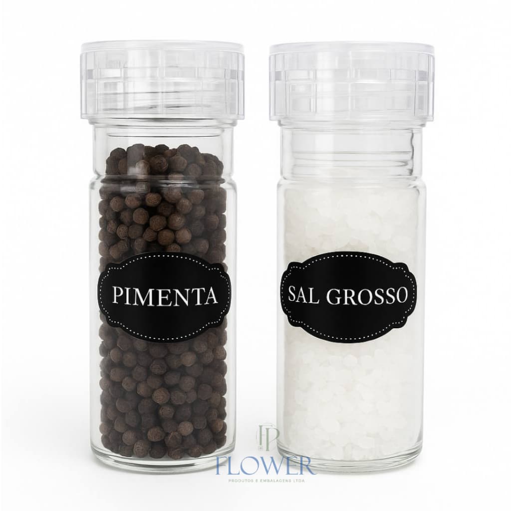 Kit 02 Unidades Moedor Sal Grosso Pimenta Vidro 100g Cozinha Condimentos