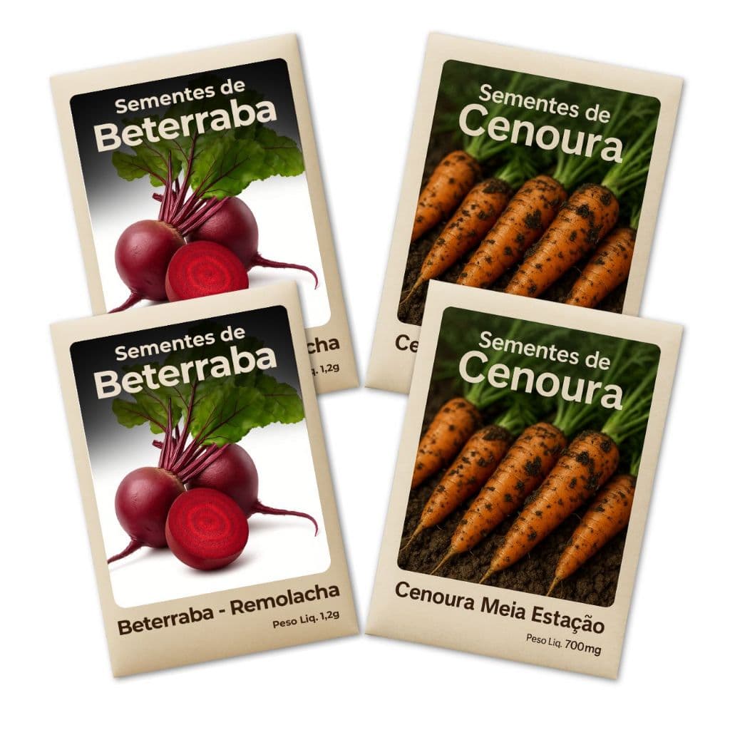 Sementes Beterraba Cenoura Alta Pureza Prontas Para Vasos Horta Vertical Orgânica Leve 4un