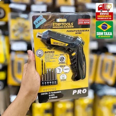 Parafusadeira Mini Recarregavel 3,6v 250 RPM com LED Bivolt Startools