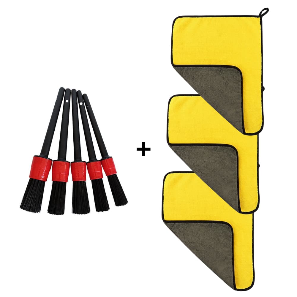 Kit  Pincel Panos Micro Fibra Higienização Automotiva Limpeza De Carro Veicular