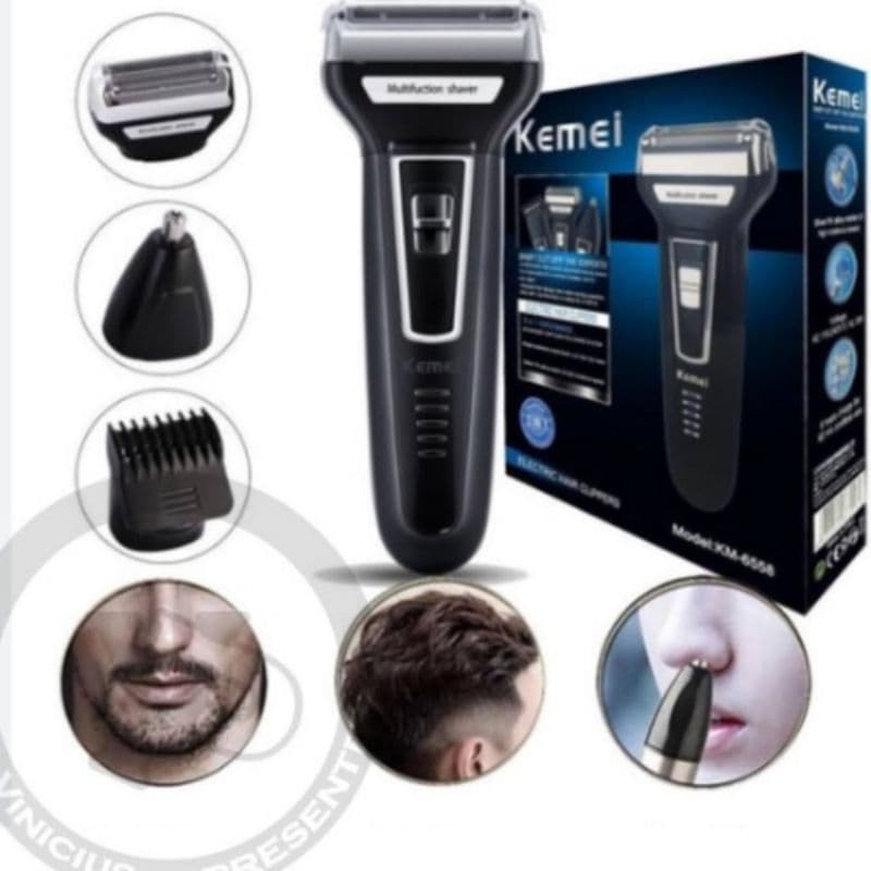 Barbeador elétrico Kemei 3 em 1 Recarregável para Nariz orelha Cabelo e Pezinho