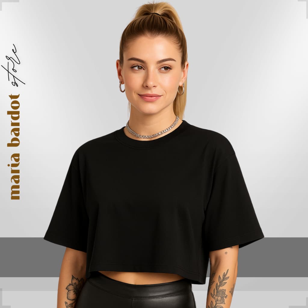 Camiseta Feminina Cropped Oversized 100% Algodão Tshirt Gringa Street Confortável Look Casual Urbano