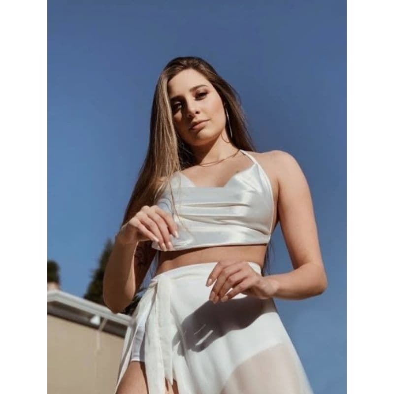Top Cropped Cetim tendência/ Top Cetim multiuso várias cores