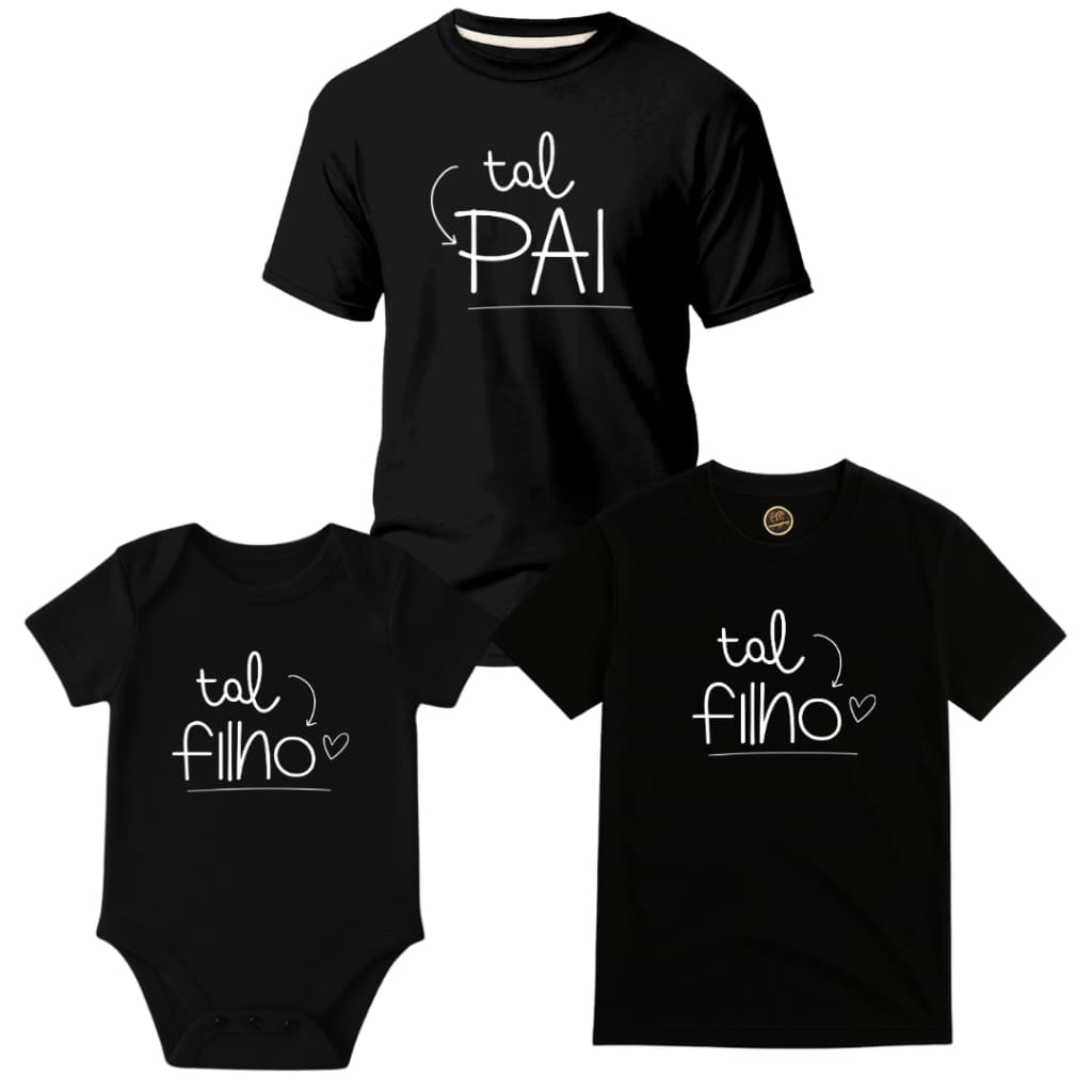 Kit 2 PEÇAS Camisetas Body TAL PAI, TAL FILHO Dia dos Papai - 2 Peças PRETO