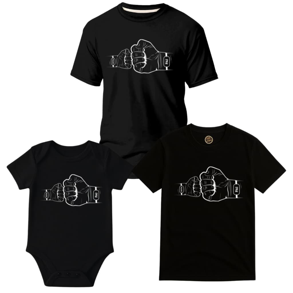 Kit 2 PEÇAS Camisetas SOQUINHO PAI E FILHO Dia dos Papai - 2 Peças PRETO